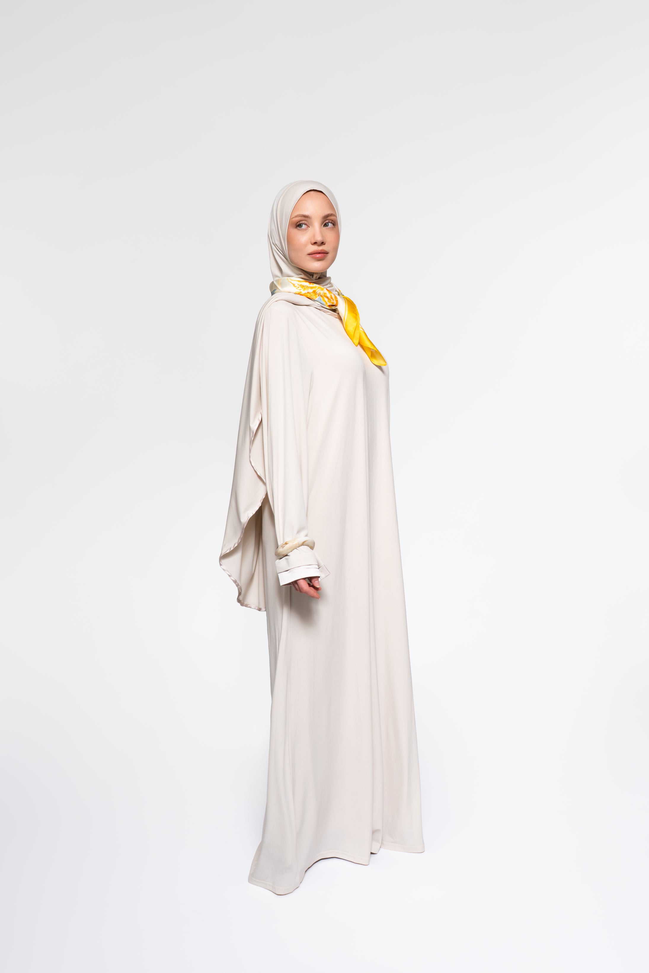 Jersey abaya- en khimaarset | Beige