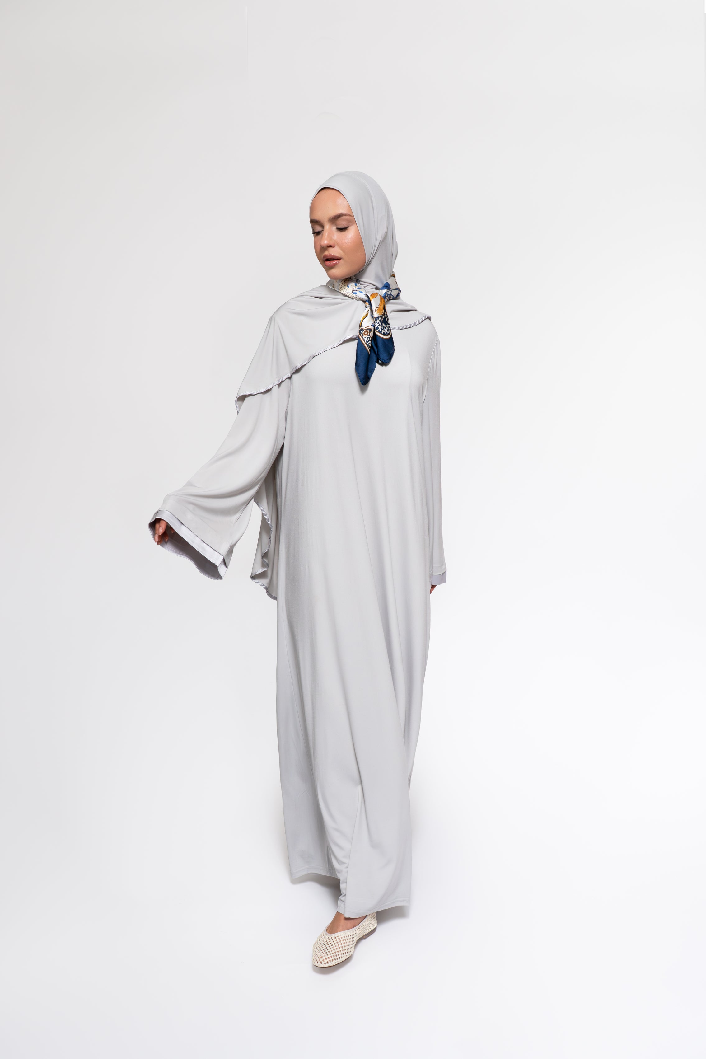 Jersey abaya- en khimaarset | Lichtgrijs