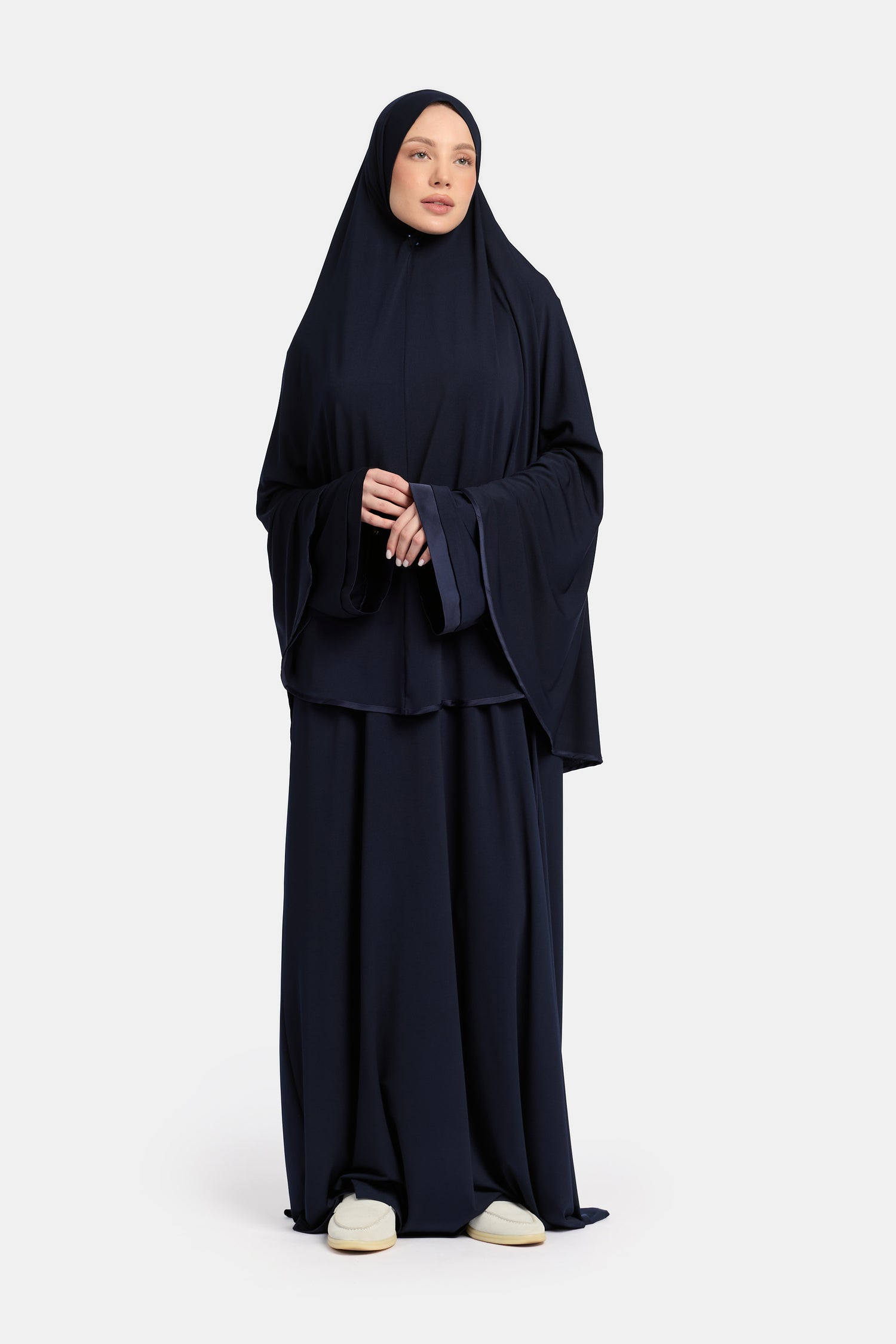 Jersey abaya- en khimaarset | Donkerblauw