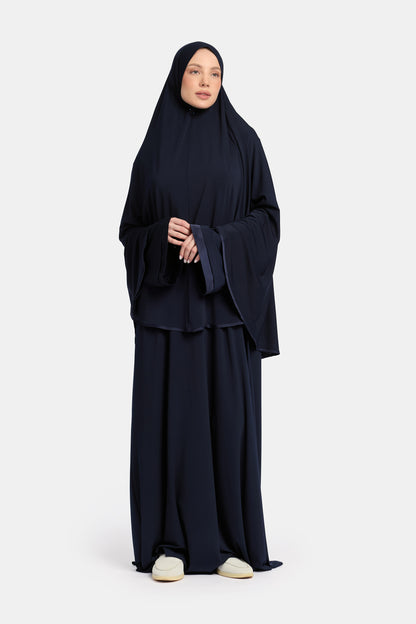 Jersey abaya- en khimaarset | Donkerblauw