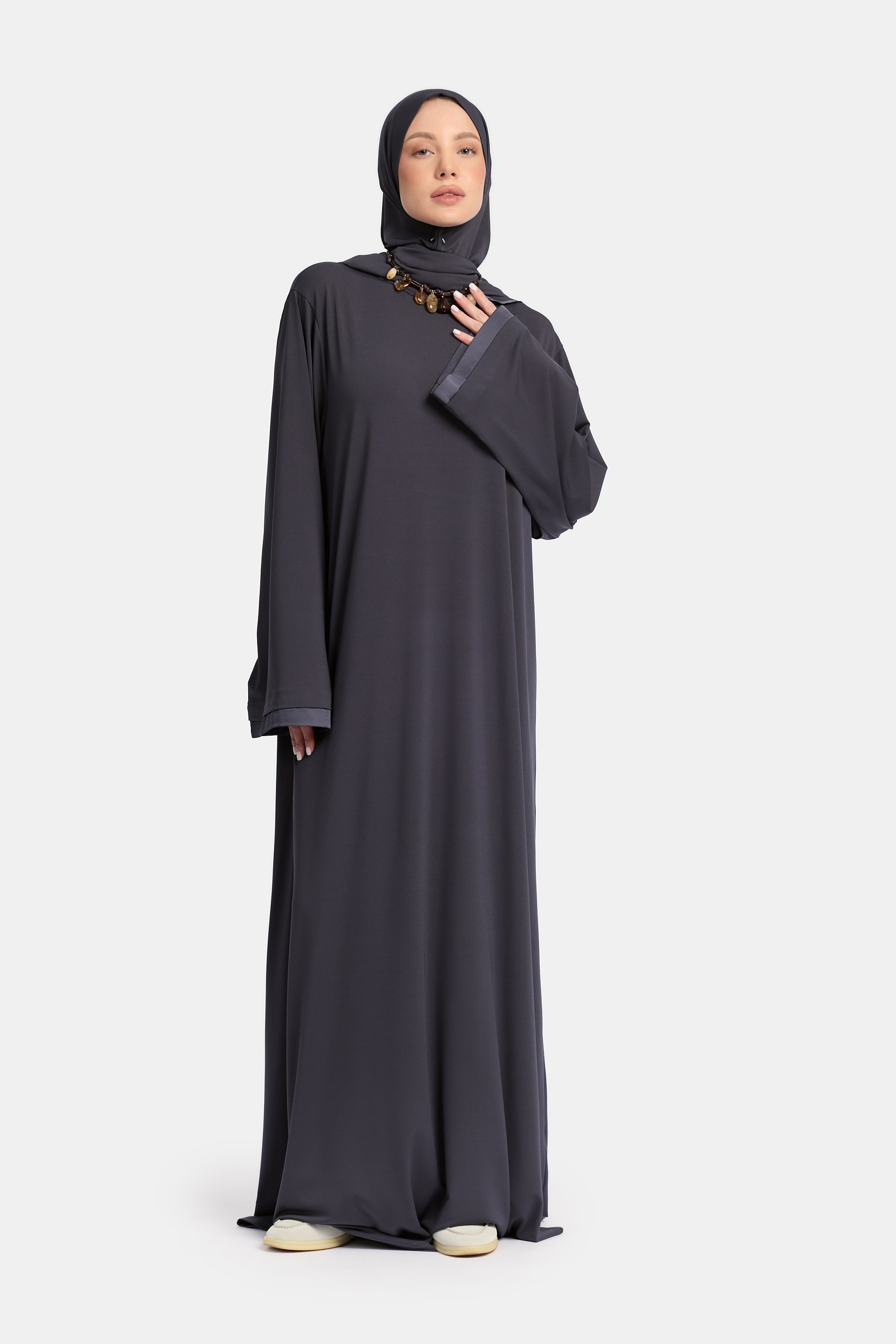 Jersey abaya- en khimaarset | Donkergrijs