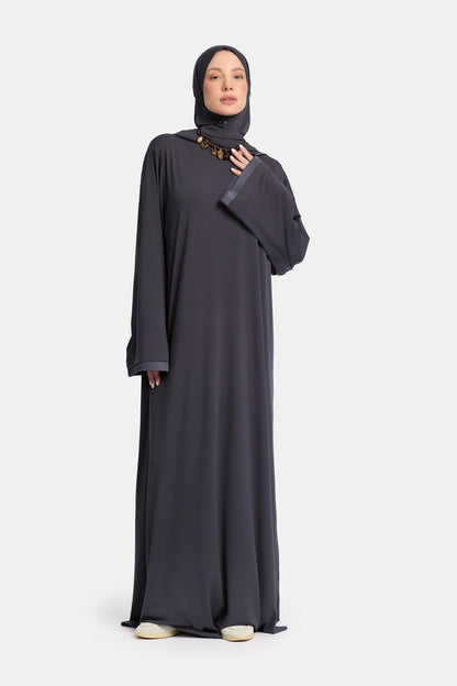Jersey abaya- en khimaarset | Donkergrijs