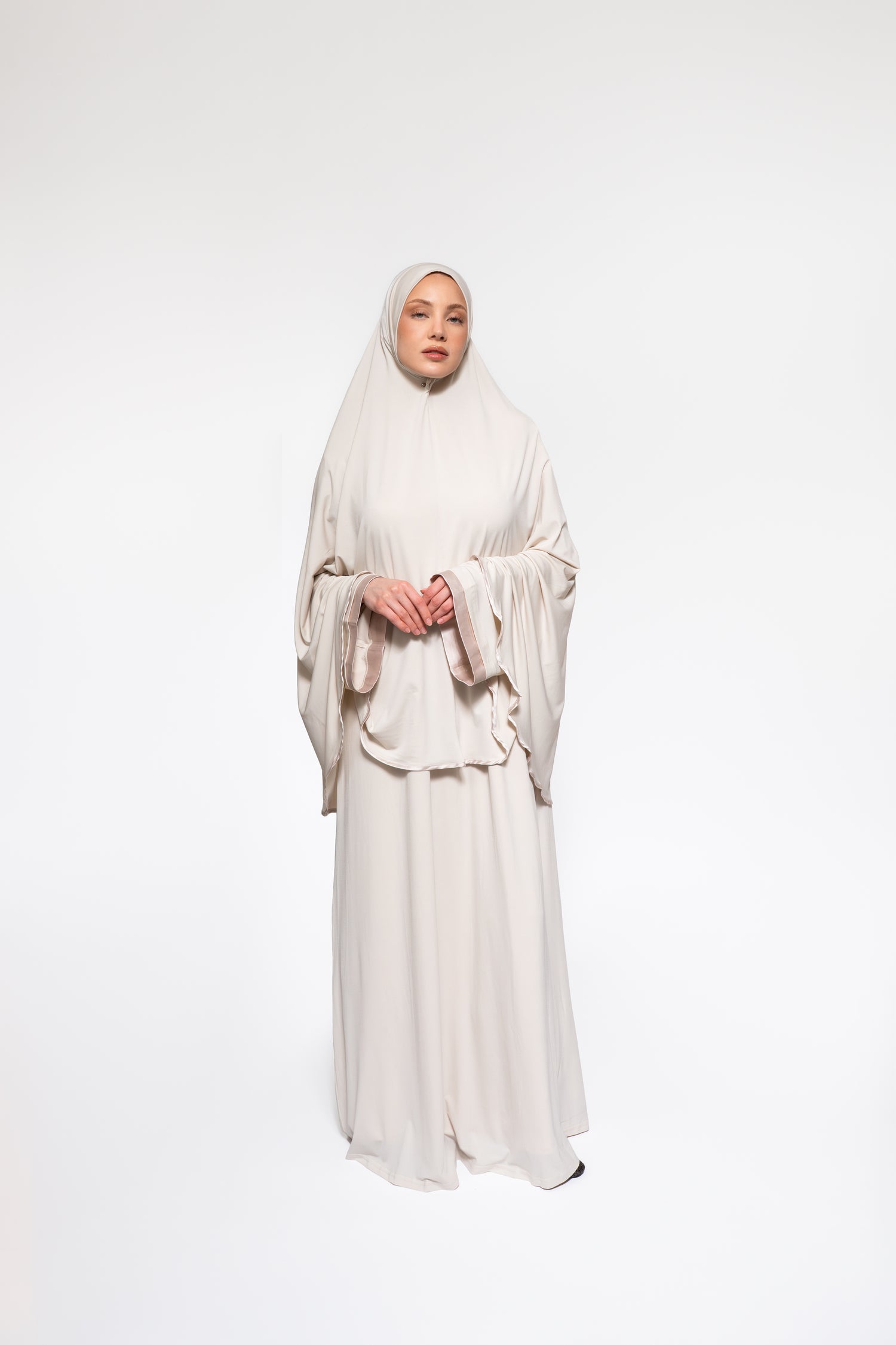 Jersey abaya- en khimaarset | Beige