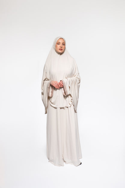 Jersey abaya- en khimaarset | Beige