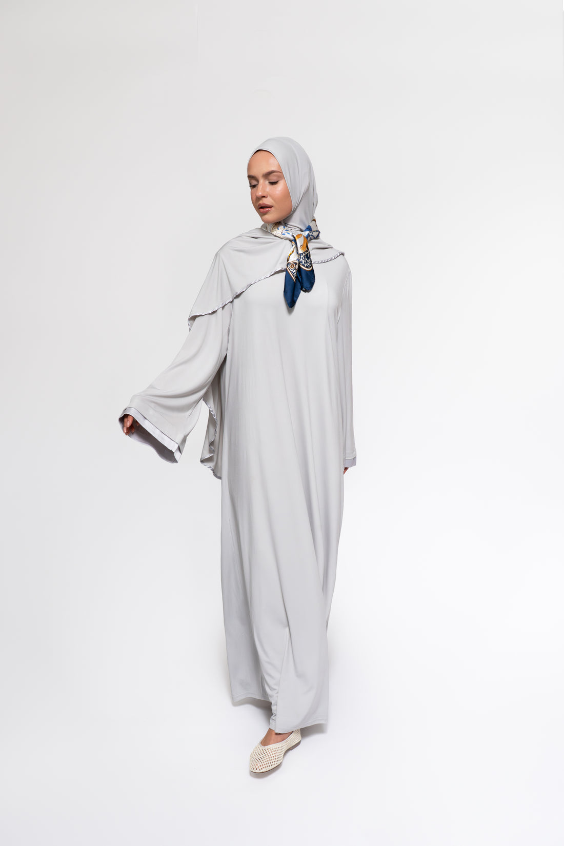 Jersey abaya- en khimaarset | Lichtgrijs