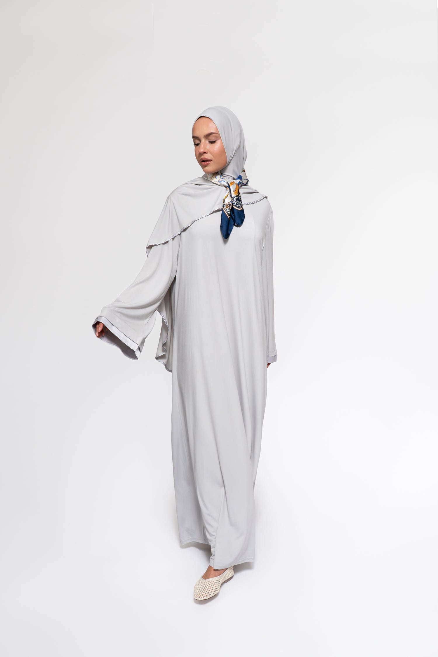Jersey abaya- en khimaarset | Lichtgrijs