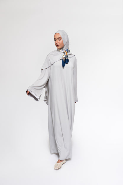 Jersey abaya- en khimaarset | Lichtgrijs
