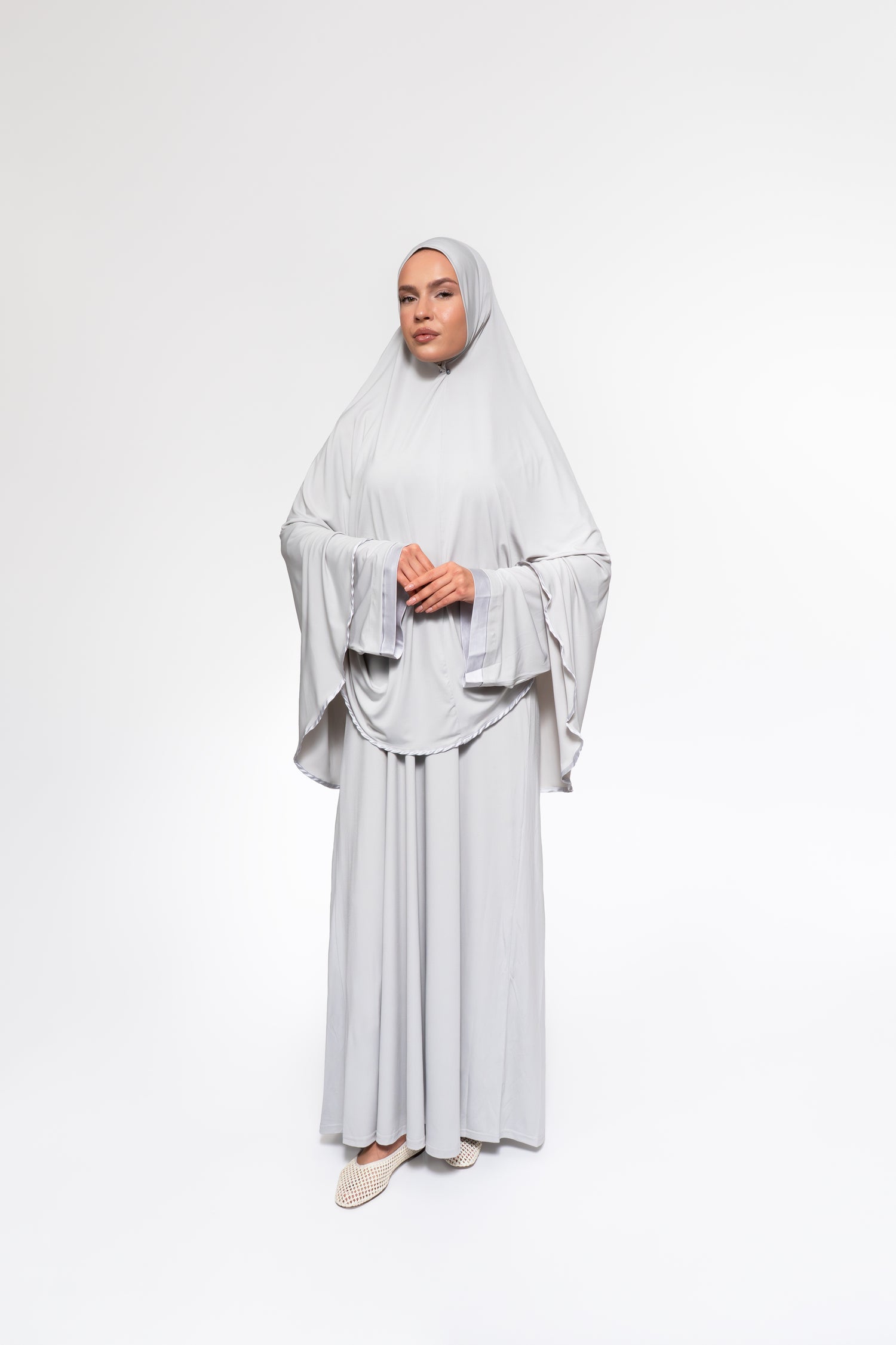 Jersey abaya- en khimaarset | Lichtgrijs