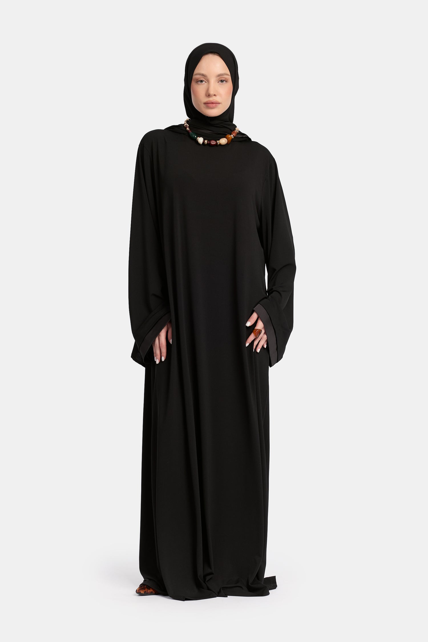 Jersey abaya- en khimaarset | Zwart