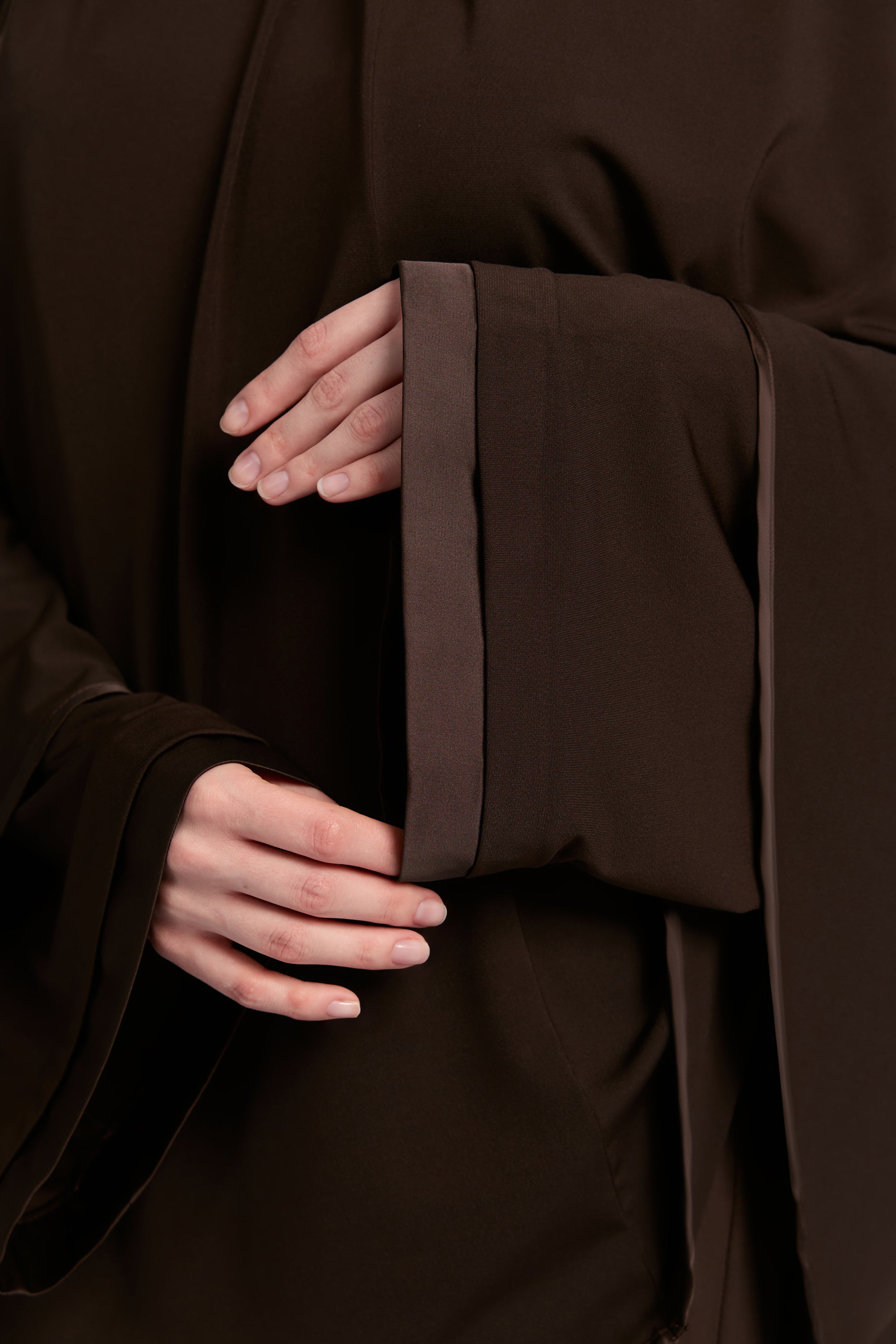 Jersey abaya- en khimaarset | Donkerbruin
